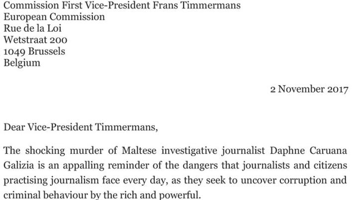 Daphne Caruana Galizia – open letter