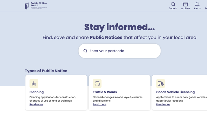 Public Notice Portal launches new consultation and archive services