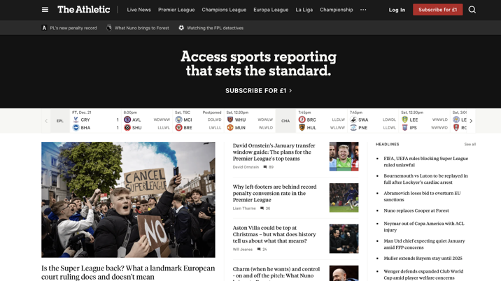 The Athletic joins Apple News+